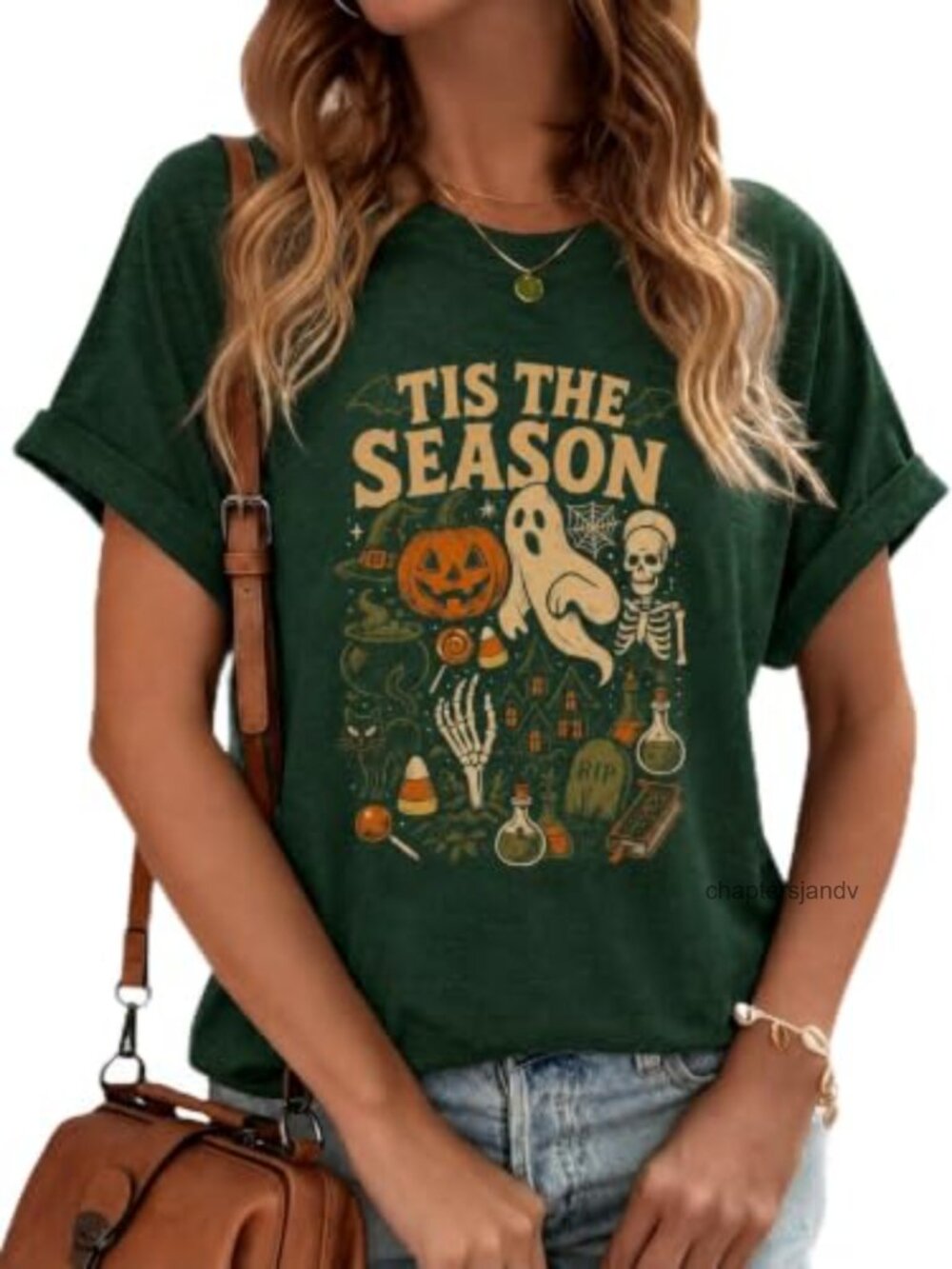 Halloween Graphic Tee Short Sleeve Crew Neck 'TIS THE SEASON' Spooky Season